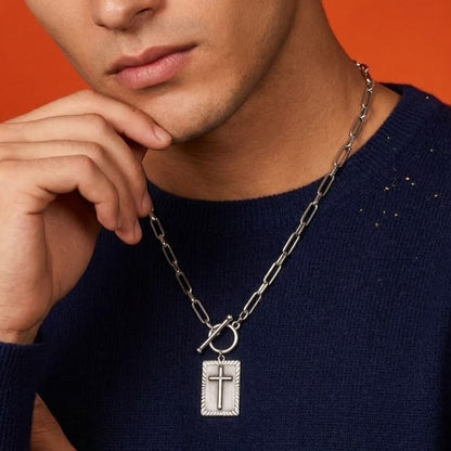 Faith Cross 92.5 Sterling Silver Men’s Necklace