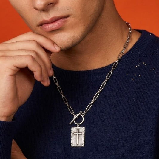 Faith Cross 92.5 Sterling Silver Men’s Necklace